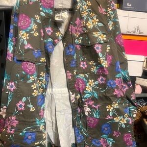 Lane Bryant Floral Jacket - Green, Purple, Blue